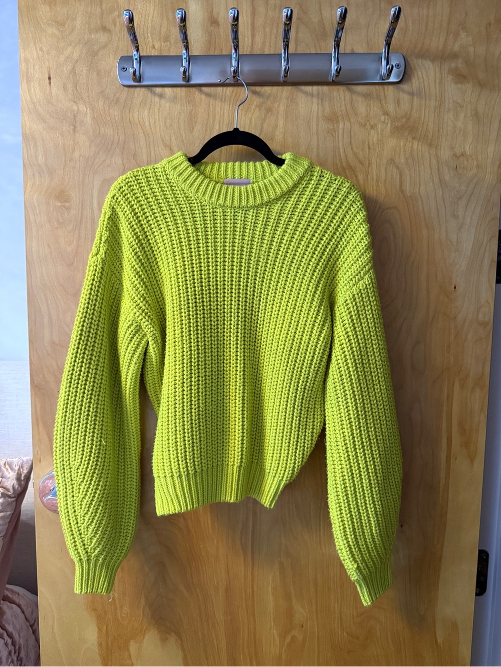 Show Me Your MuMu Neon Lime Chunky Crewneck Sweater